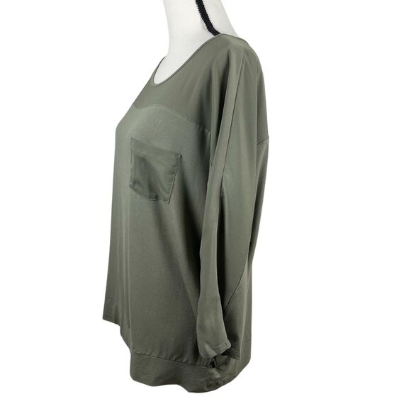 Chicos Collection Women’s Kylie Top 3/XL/16 Green Pocket 3/4 Sleeve Shirt - Picture 5 of 11